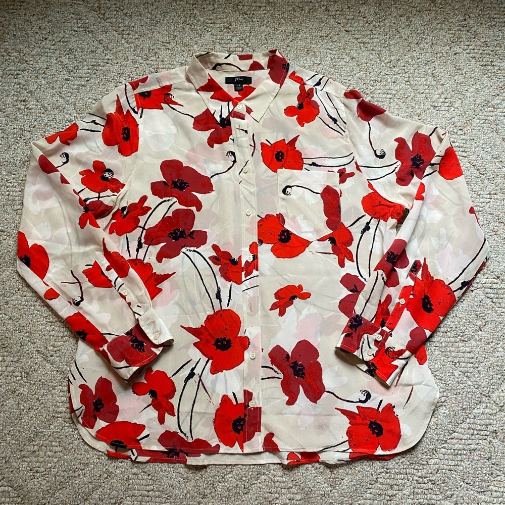 JCREW Patterned Silk Button Down